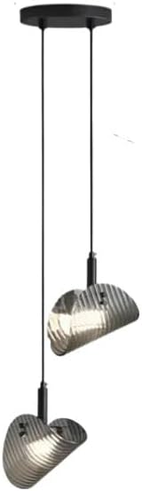 Modern Chandelier, Modern Black Led Pendant Lights Luxury Dining Room Smoky Gray Glass Chandelier Indoor Lighting Suspend Lamp Luminarias(2 Light)