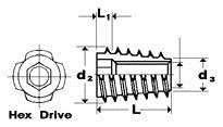 Threaded Insert Nut, 5/16-18 x 20mm Hex Drive, Non-Flange (500)
