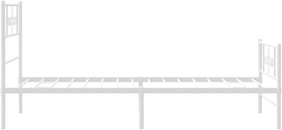 Twin Metal Bed Frame with Footboard White Steel Platform Bed Frame Underbed Storage Sturdy Construction for Bedroom Furniture