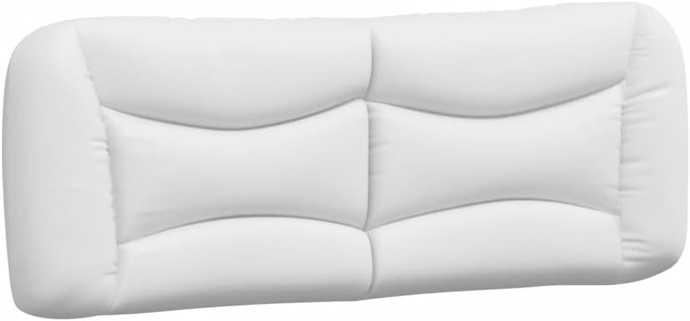 Modern White Faux Leather Platform Bed Frame Double Size with Upholstered Headboard Waved Side Design for Bedroom Comfort and Style