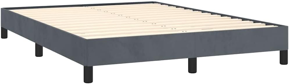 Full Upholstered Platform Bed Frame Dark Gray Velvet Modern Bedframe with Slatted Base No Box Spring Needed Sturdy Bedroom Furniture