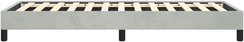 Light Gray Velvet Twin Bed Frame with Breathable Fabric Upholstered Platform Design Sturdy Engineered Wood Structure for Modern Bedroom Decor
