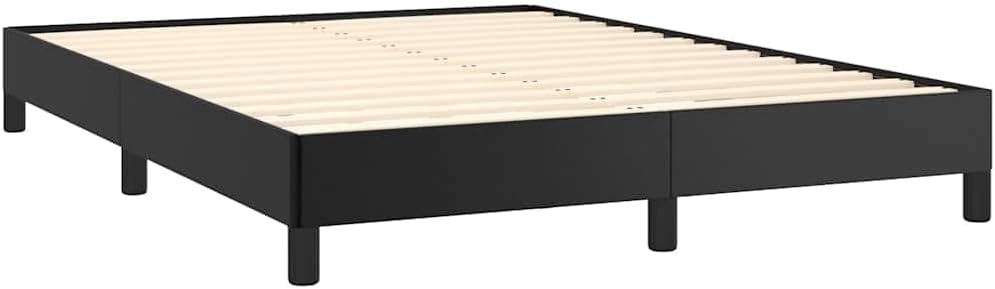 Full Size Platform Bed Frame Upholstered Faux Leather No Box Spring Needed Sturdy Slatted Base Modern Bedframe for Bedroom Black 53.9'x74.8'