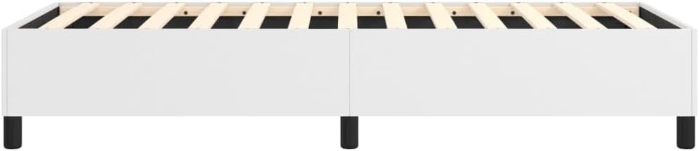 Twin XL Bed Frame White Faux Leather Upholstered Platform Bed with Plywood Slats, Sturdy Bedframe for Bedroom Furniture, No Mattress Included