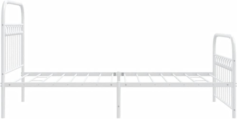 White Steel Twin Bed Frame with Modern Rectangular Design, 4-Piece Set for Sturdy Support and Breathable Comfort, Durable Metal Construction with Space-Saving Features