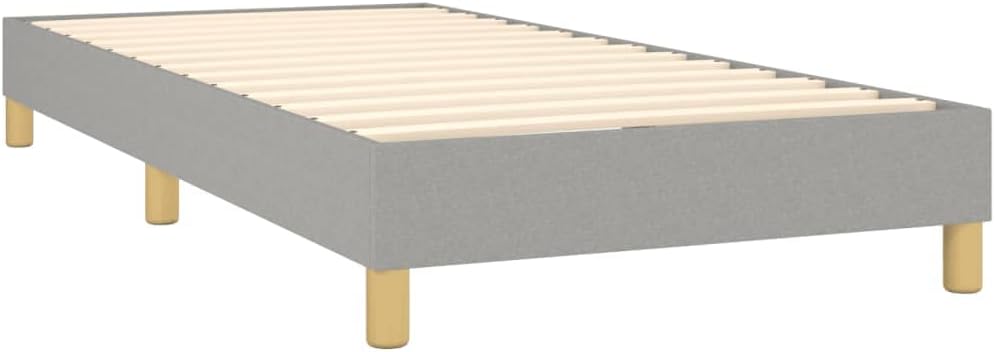 Light Gray Twin XL Upholstered Bed Frame with Sturdy Wood Legs, Platform Style Polyester Fabric Modern Bed Frame for Bedroom