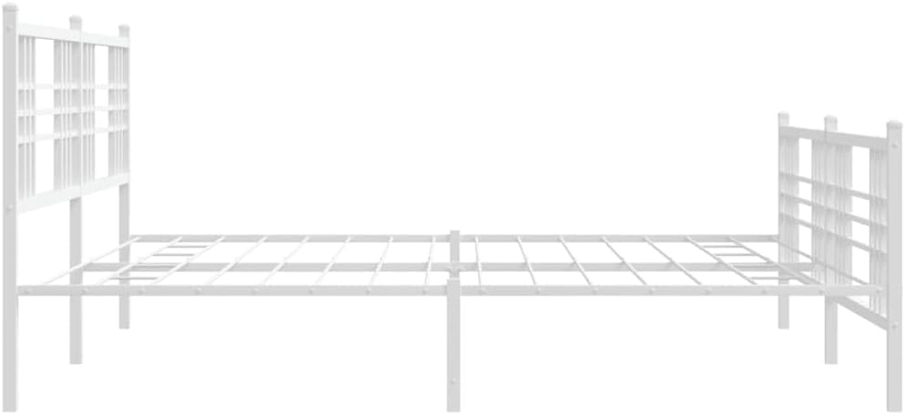 White Steel Double Bed Frame Rectangular Heavy-Duty Metal Platform with Breathable Design, Sturdy Construction and Versatile Style, 78.0 in x 81.5 in x 35.4 in Dimensions