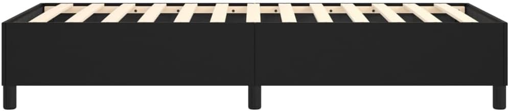 Twin XL Upholstered Bed Frame Black Faux Leather with Cushioned Headboard Stylish and Durable for Bedroom Guest Room or Dorm