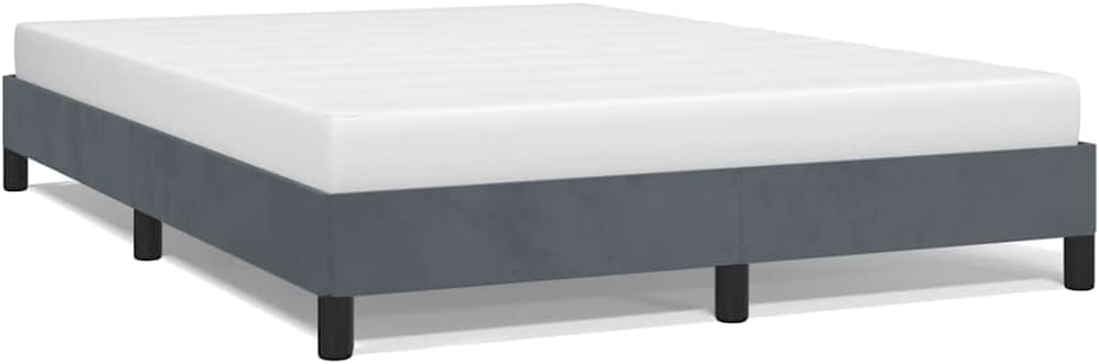 Full Upholstered Platform Bed Frame Dark Gray Velvet Modern Bedframe with Slatted Base No Box Spring Needed Sturdy Bedroom Furniture