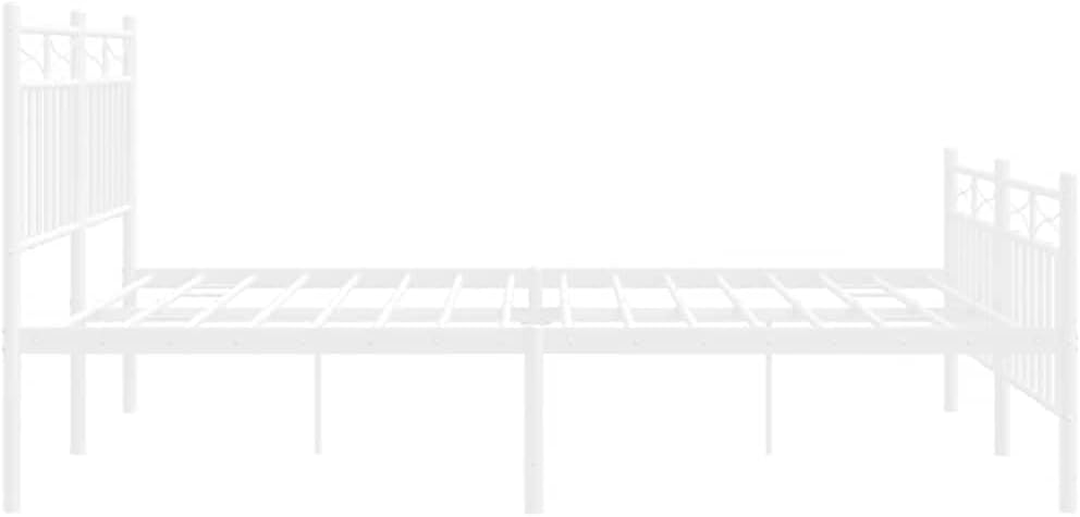 King Size Bed Frame White Powder-Coated Steel, 4-Piece Sturdy Metal Platform with Open Base for Underbed Storage and Easy Assembly, Timeless Design for Bedroom, Durable