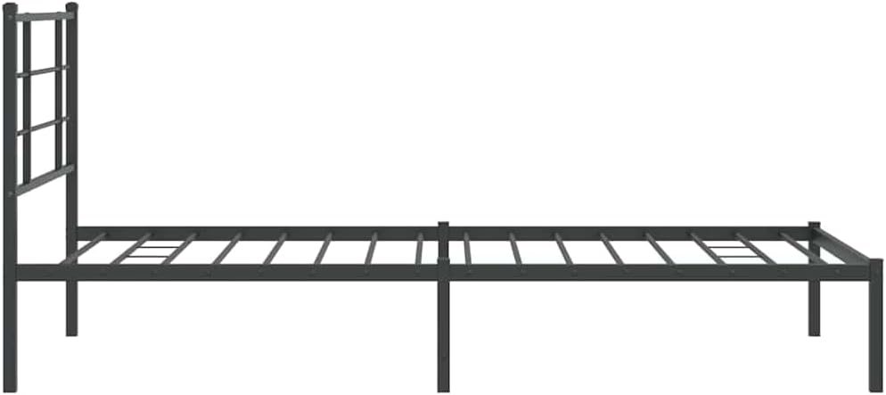 Black Powder-Coated Steel Twin Modern Bed Frame with Headboard, 4-Piece Sturdy Metal Bed Frame Set for Adults, Space-Saving Storage Design, Durable Construction