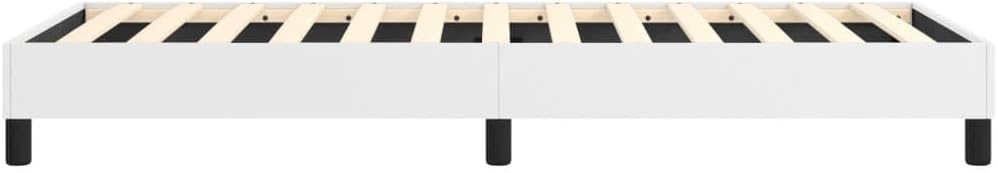 Twin Bed Frame White Faux Leather Platform Bed with Sturdy Legs and Plywood Slats, Easy to Clean Upholstered Bedframe for Bedroom Furniture