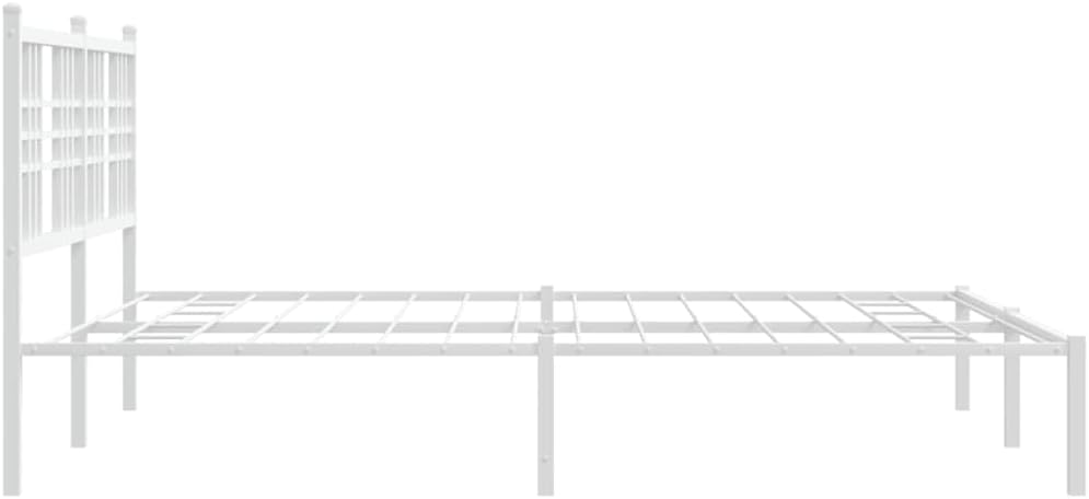 Modern White Powder-Coated Steel King Size Bed Frame 59 x 79 Inches, Sturdy Metal Platform with Underbed Storage Space, Easy Assembly for Master and Guest Bedrooms, Durable