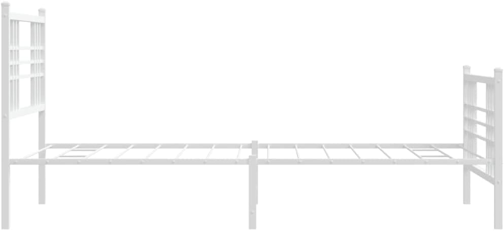 Metal Bed Frame with Footboard White Steel Platform Bed Frame 39.4'x78.7' Heavy Duty Storage Underbed Space for Queen Twin Mattress Bedroom Furniture