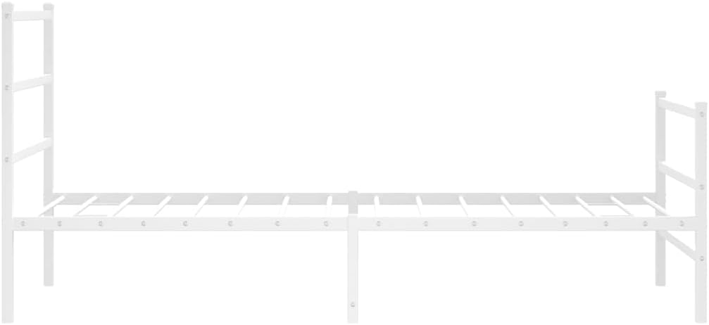 Twin Bed Frame White Metal Modern Design with Headboard and Footboard Sturdy Powder Coated Steel Construction for Bedroom Adults and Guests