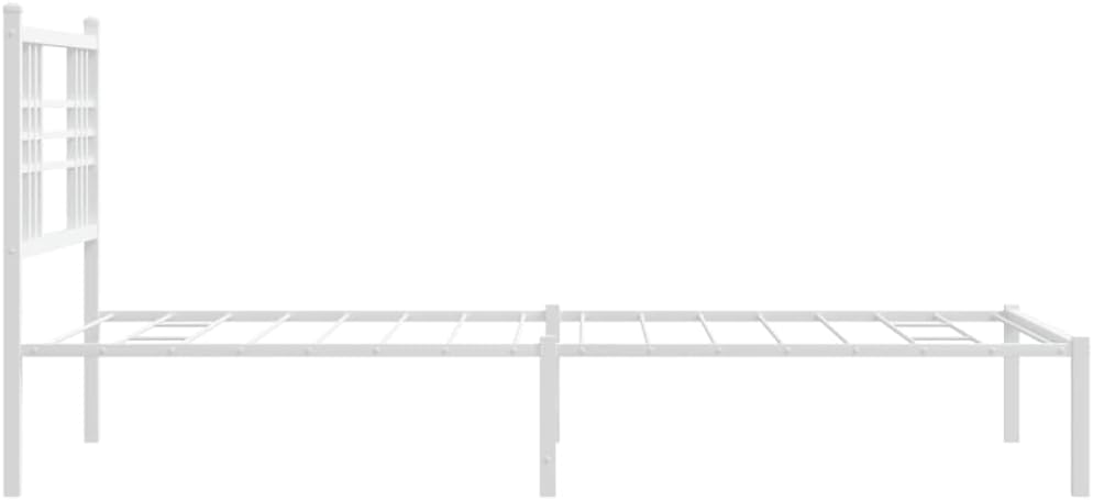 Metal Bed Frame with Headboard White 39.4'x78.7' Steel Platform Bed Frame for Queen Twin Mattress Sturdy Bedframe with Underbed Storage Space Bedroom Furniture