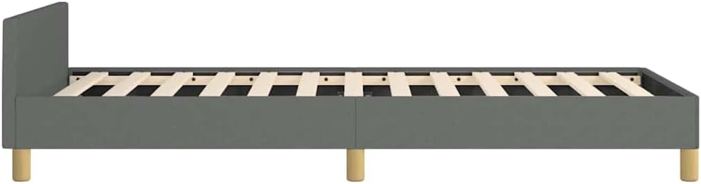 Twin XL Upholstered Bed Frame with Headboard in Dark Grey 100% Polyester Fabric, Engineered Wood Structure for Lasting Durability and Easy Assembly, Modern Minimalist Design