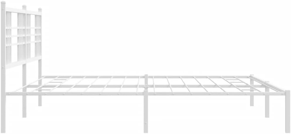 White Powder-Coated Steel Double Modern Bed Frame with Headboard, 76.0 in Wide 80.0 in Long, Durable Metal Construction for Adults and Guests, Contemporary Design, Solid