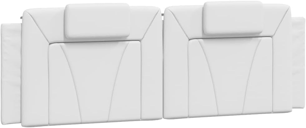 Queen Upholstered Bed Frame White Faux Leather 59.8'x79.9' with Headboard and Wave Design Platform Style for Modern Bedroom Furniture