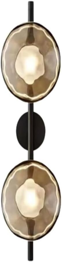 Aplique de pared LED de latón cepillado - Lámpara geométrica de Cristal, luminaria de Hierro posmoderna de 2 Luces, Estilo nórdico para dormitorio, sala de Estar o pasillo, 65 cm de Alto