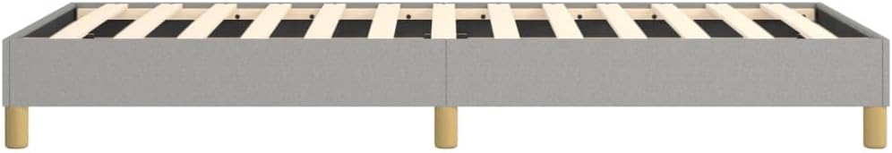 Twin Bed Frame Light Gray Upholstered Fabric Platform Bedframe Modern Design Space-Saving for Small Bedroom and Guest Room