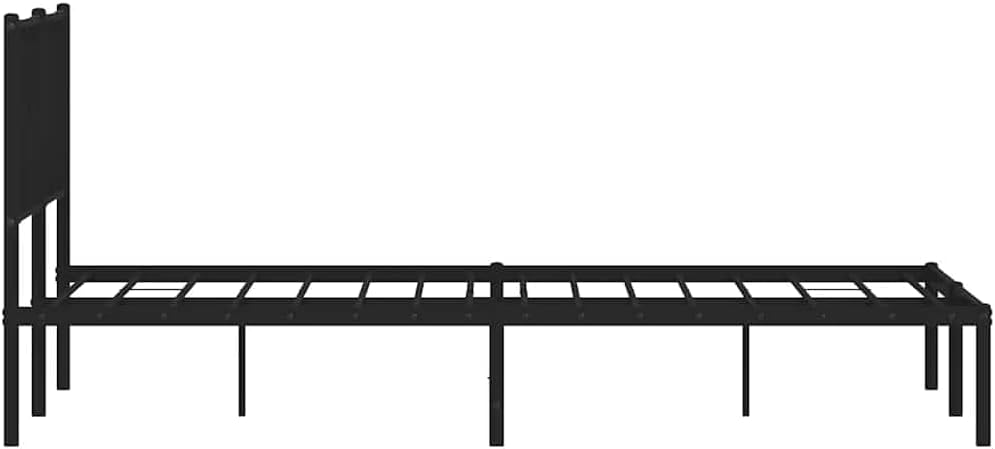 Queen Bed Frame Metal Platform Bed Frame with Headboard Black 59.1'x78.7' Sturdy Steel Construction Underbed Storage Space for Bedroom Guest Room