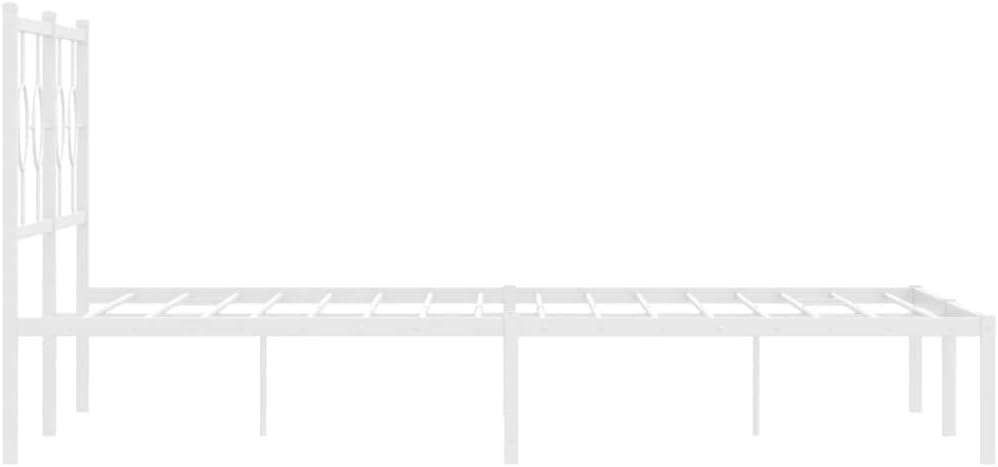 Industrial Metal Bed Frame with Headboard, White Powder-Coated Steel King Size 59x79 Inches, Heavy-Duty Construction and Breathable Design for Stable Support and Airflow,