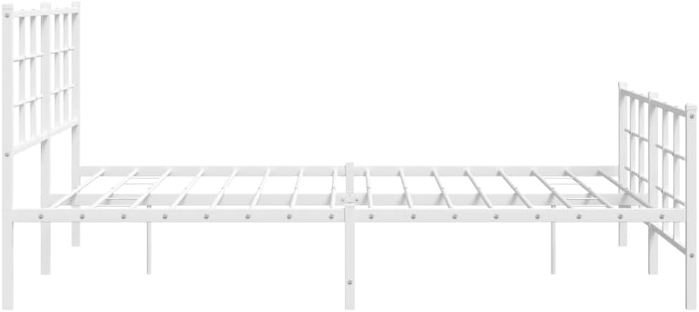 White Steel King Bed Frame Rectangular Modern Heavy-Duty Metal Platform with Powder-Coated Finish for Stability and Easy Assembly, 1 Piece