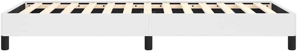 Twin Bed Frame White 39.4'x74.8' Platform Bed Frame with Faux Leather Upholstery No Box Spring Needed Sturdy Wood Slat Base for Bedroom Furniture