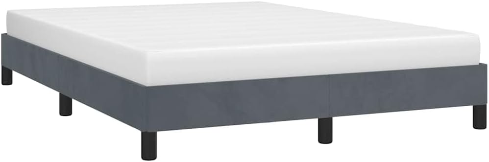 Full Upholstered Platform Bed Frame Dark Gray Velvet Modern Bedframe with Slatted Base No Box Spring Needed Sturdy Bedroom Furniture