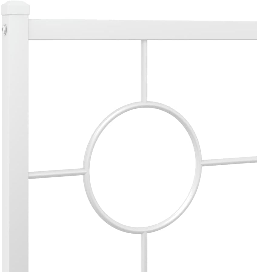 Metal Bed Frame with Headboard White Queen Size Platform Bed Frame Steel Construction Underbed Storage Space Sturdy Support for Bedroom