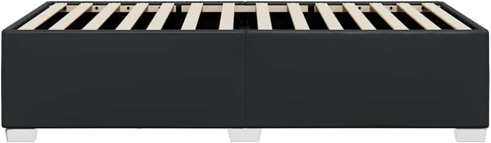 Black Faux Leather Twin Bed Frame with Engineered Wood Modern Platform Design for Stable Support and Easy Maintenance