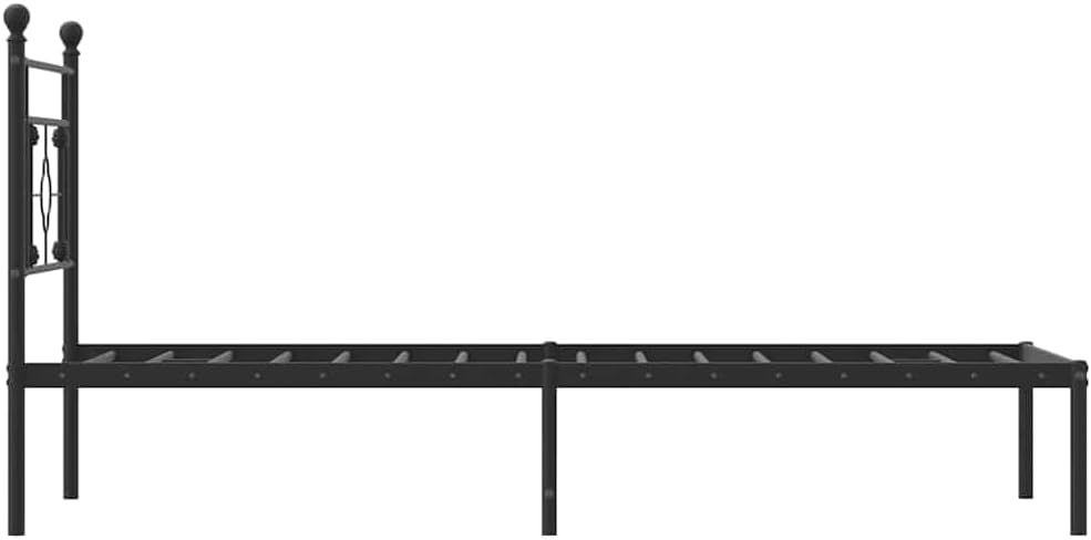 Twin Bed Frame Black Powder-Coated Steel Rectangular with Ample Underbed Storage Space, Modern Durable Metal Frame for Bedroom Furniture in Twin Size