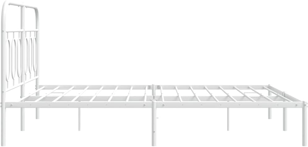 White Steel King Metal Bed Frame Rectangular Modern Design with Under-Bed Storage and Smooth Matte Finish for Bedroom