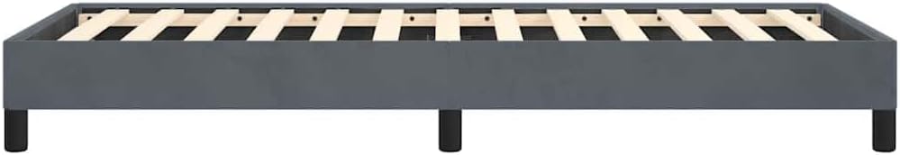 Dark Gray Velvet Twin XL Bed Frame with Plywood and Engineered Wood, Breathable Material and Matte Finish for Modern Bedroom, Rectangular Shape with Square Legs for Easy