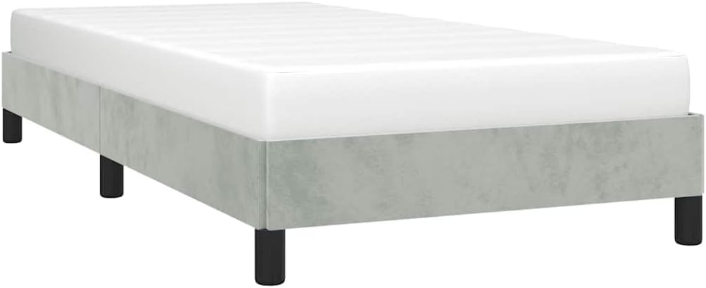Light Gray Velvet Twin Bed Frame with Breathable Fabric Upholstered Platform Design Sturdy Engineered Wood Structure for Modern Bedroom Decor