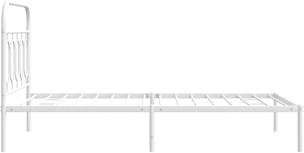Twin Bed Frame White Steel Modern Platform Design with Storage Space Rectangular Bedframe for Bedroom Furniture