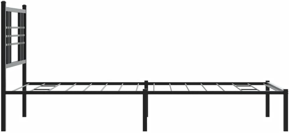 Metal Bed Frame with Headboard Black Twin Size Sturdy Steel Platform Bedframe with Underbed Storage for Bedroom Furniture