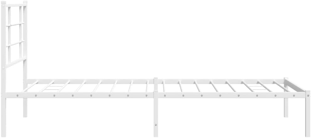 Twin Metal Bed Frame with Headboard White 39.4'x78.7' Sturdy Steel Platform Bed Frame with Underbed Storage Space for Bedroom Furniture, Guest Room, Dorm