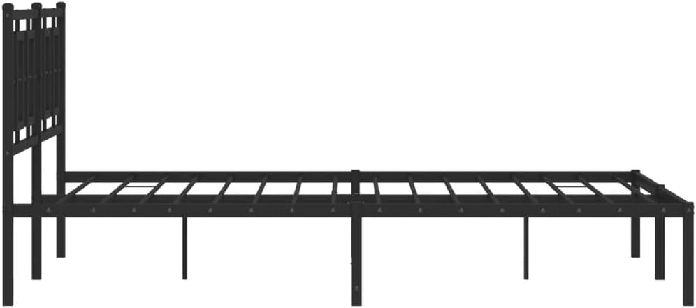 Metal Bed Frame with Headboard Queen Size Black Steel Platform Bedframe 59.1'x78.7' Sturdy Underbed Storage Space for Bedroom Furniture
