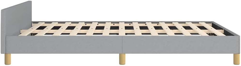 Full Bed Frame with Headboard Light Gray Fabric Platform Bed Frame No Box Spring Needed Sturdy Wood Slats Support Modern Bedframe for Bedroom Furniture