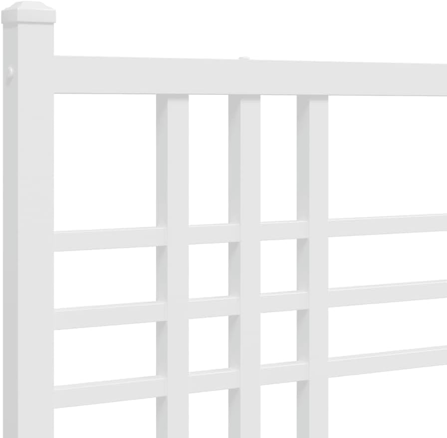 Modern White Powder-Coated Steel King Size Bed Frame 59 x 79 Inches, Sturdy Metal Platform with Underbed Storage Space, Easy Assembly for Master and Guest Bedrooms, Durable