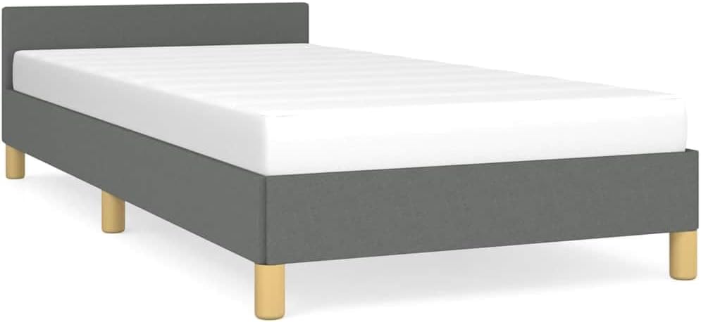 Twin XL Upholstered Bed Frame with Headboard in Dark Grey 100% Polyester Fabric, Engineered Wood Structure for Lasting Durability and Easy Assembly, Modern Minimalist Design