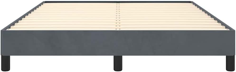 Full Upholstered Platform Bed Frame Dark Gray Velvet Modern Bedframe with Slatted Base No Box Spring Needed Sturdy Bedroom Furniture