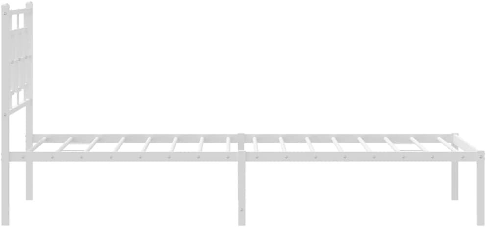 Metal Twin Bed Frame with Headboard White 39.4'x78.7' Platform Bed Frame Sturdy Steel Construction Underbed Storage Space for Bedroom Guest Room
