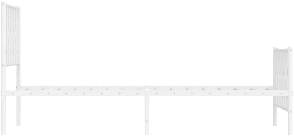 White Metal Bed Frame Single Size with Under Bed Storage Sturdy Steel Platform Base Modern Minimalist Design for Bedroom Guest Room