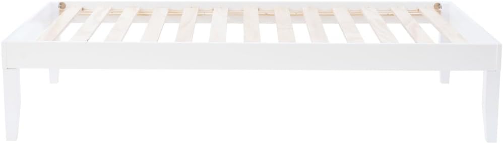 Powell Fordham White Solid Pine Wood Twin Sized Platform Bed with Set of 2 Two Drawer Nightstands
