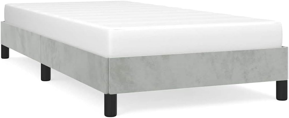 Light Gray Velvet Twin Bed Frame with Breathable Fabric Upholstered Platform Design Sturdy Engineered Wood Structure for Modern Bedroom Decor
