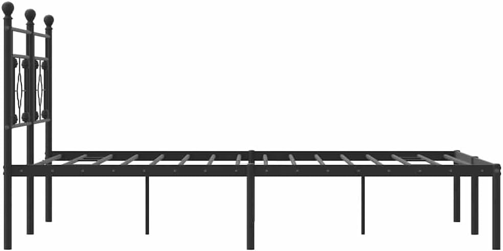 Queen Metal Bed Frame with Headboard Black 59.1'x78.7' Sturdy Steel Platform Bed Frame for Bedroom, Underbed Storage Space, No Mattress Needed