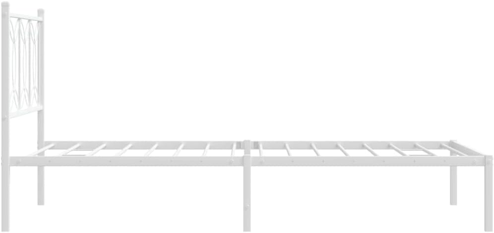 Twin Size Metal Bed Frame with Headboard White Sturdy Steel Platform Bedframe Underbed Storage Space 39.4'x78.7' for Bedroom Guest Room
